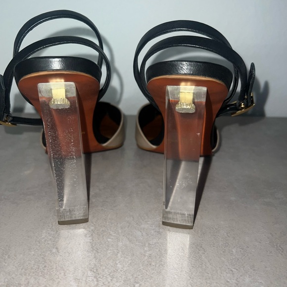 Mercanti Florentini tan, black sling back with clear heel - Picture 9 of 11